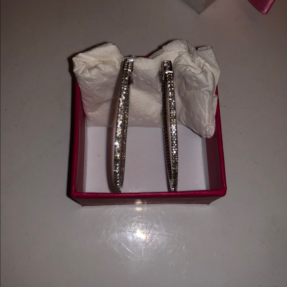 14K Wht Gold Diamond In Out Hoop Earrings 0.75ct